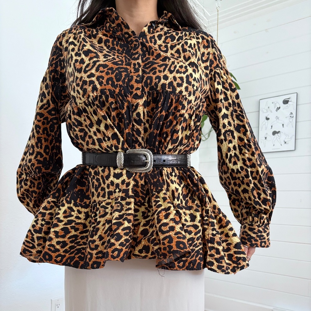 Topshop leopard tiered top